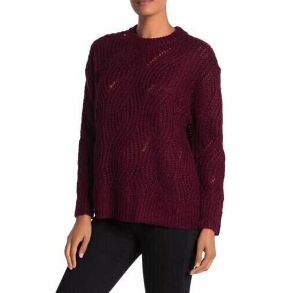 RXB Women's Cable Knit Pullover Sweater In Zinfandel Small MSRP $68 - Picture 1 of 3